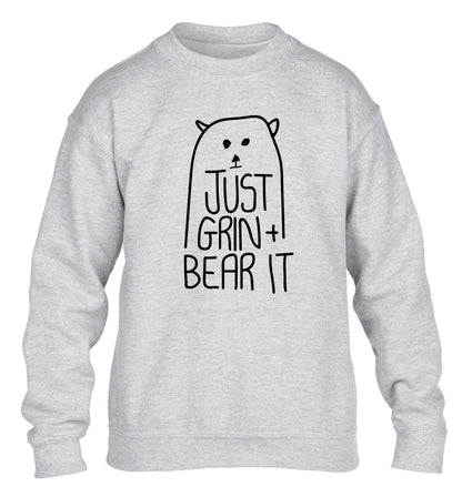 Just grin and bear it children's grey sweater 12-13 Years