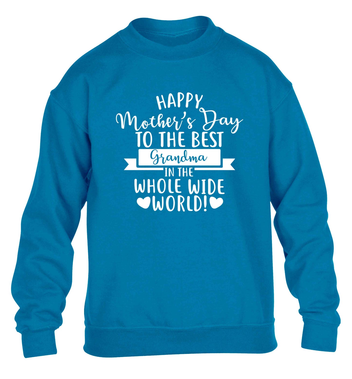 Happy mother's day to the best grandma in the world children's blue sweater 12-13 Years