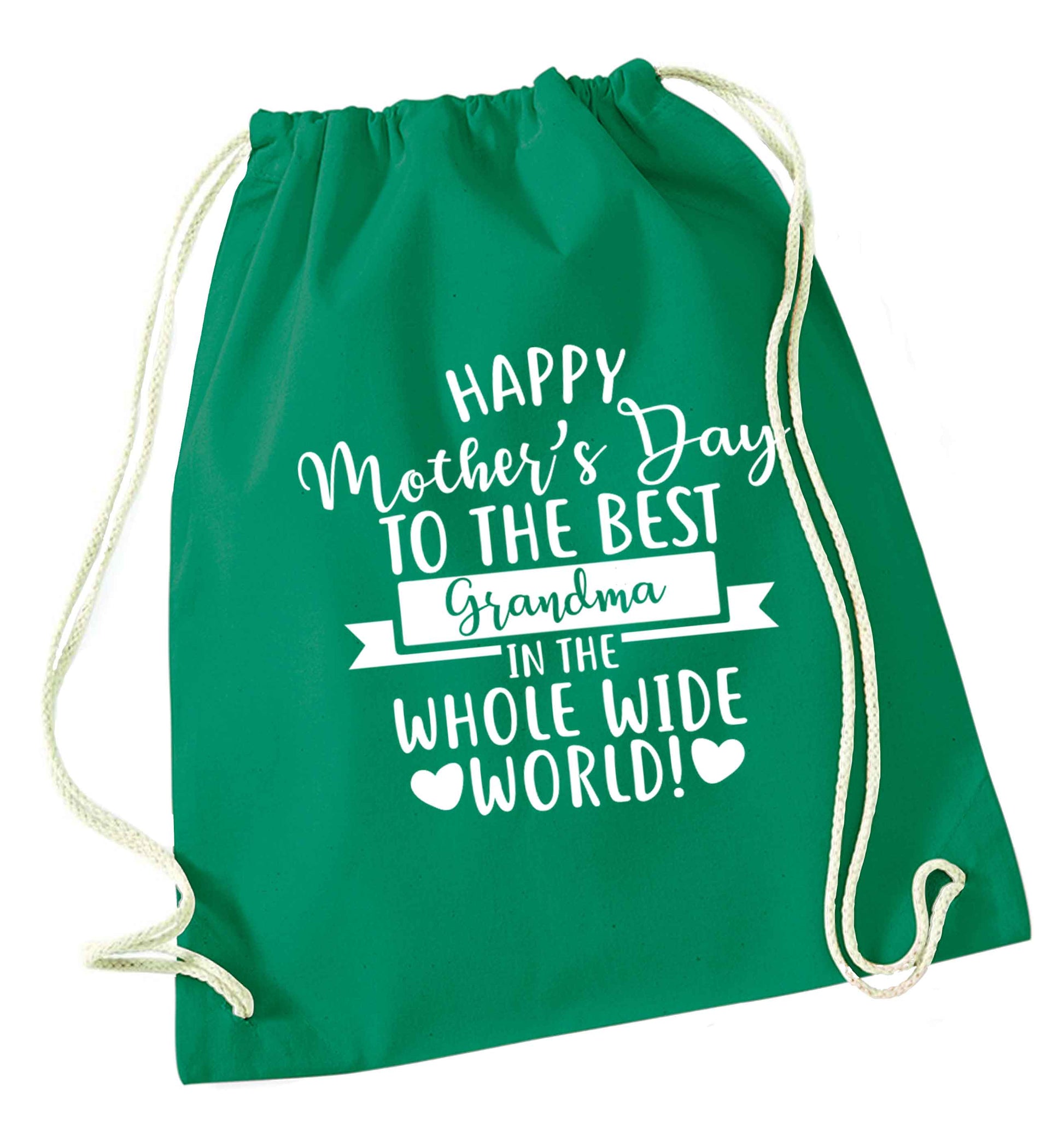 Happy mother's day to the best grandma in the world green drawstring bag