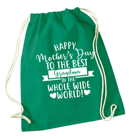 Happy mother's day to the best grandma in the world green drawstring bag