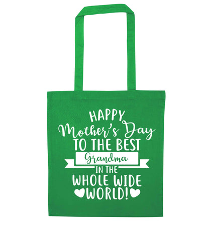 Happy mother's day to the best grandma in the world green tote bag