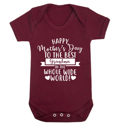 Happy mother's day to the best Grandma in the world Baby Vest maroon 18-24 months