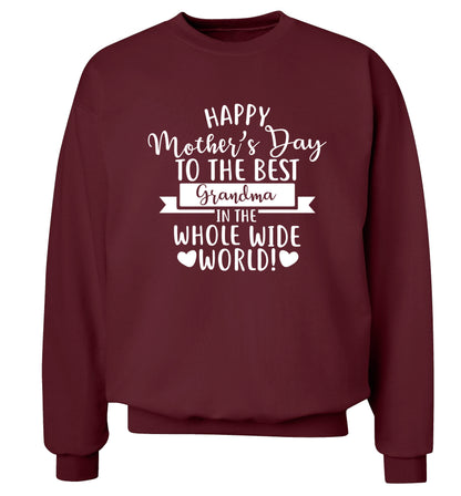Happy mother's day to the best Grandma in the world Adult's unisex maroon Sweater 2XL