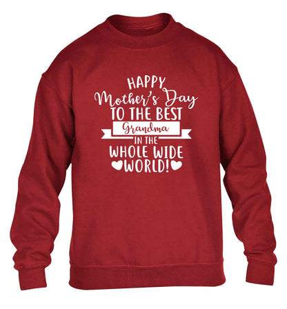 Happy mother's day to the best grandma in the world children's grey sweater 12-13 Years