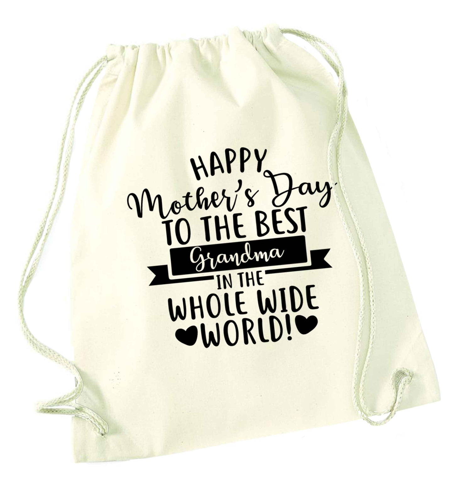 Happy mother's day to the best grandma in the world natural drawstring bag