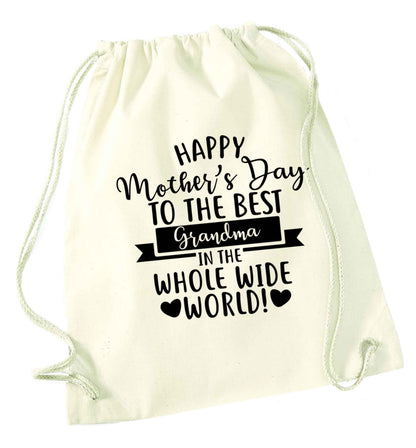 Happy mother's day to the best grandma in the world natural drawstring bag
