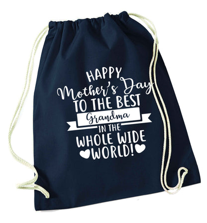 Happy mother's day to the best grandma in the world navy drawstring bag
