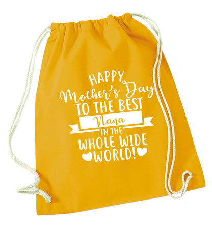 Happy mother's day to the best nana in the world mustard drawstring bag