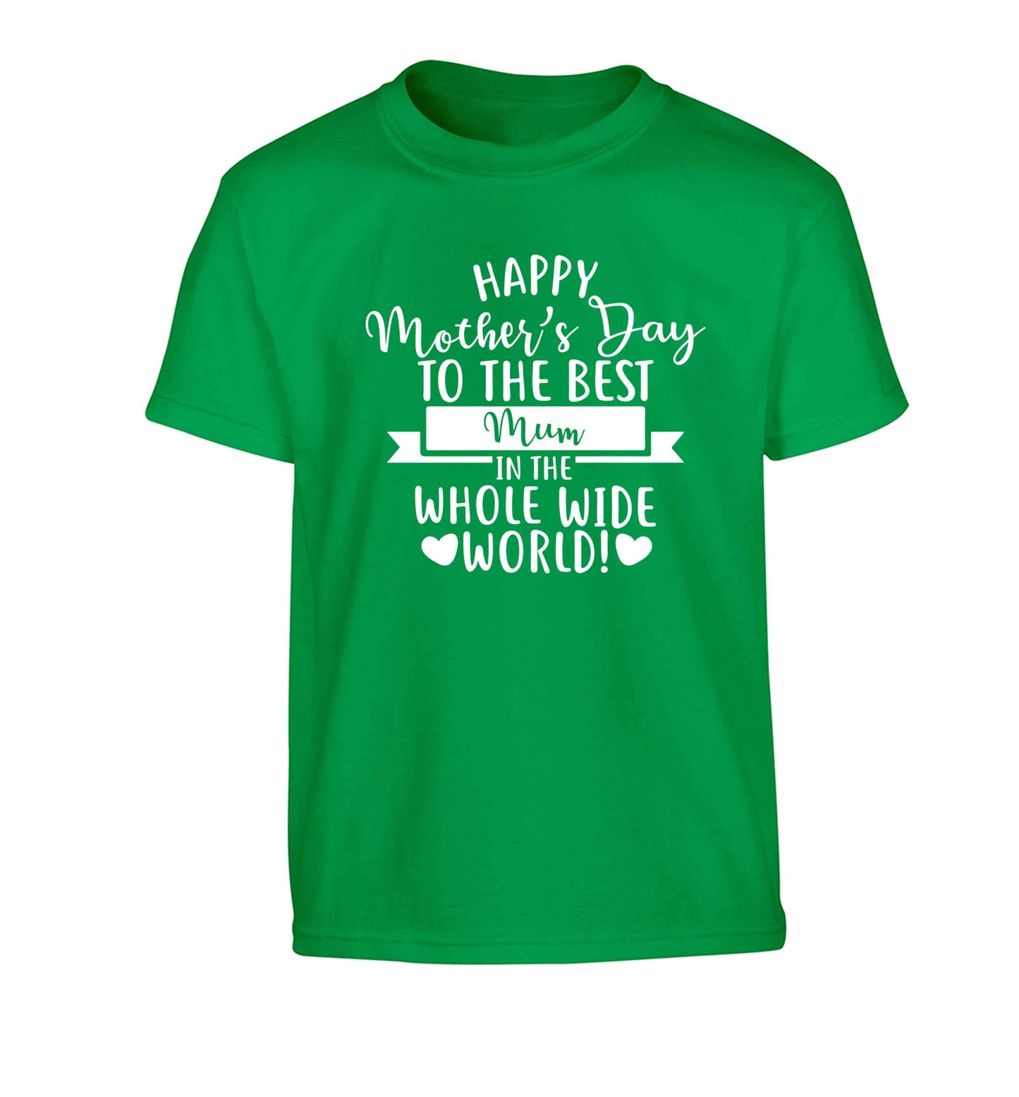 Happy mother's day to the best mum in the world Children's green Tshirt 12-13 Years