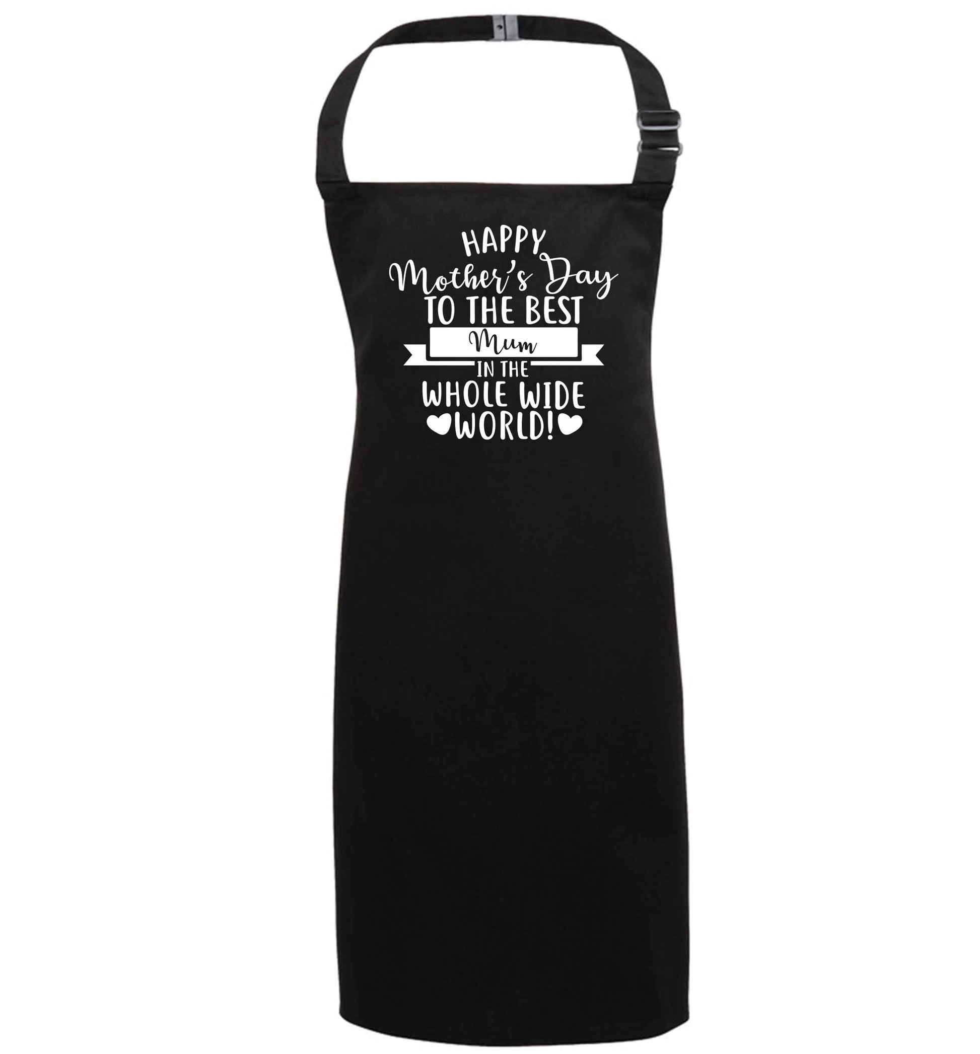Happy mother's day to the best mum in the world black apron 7-10 years