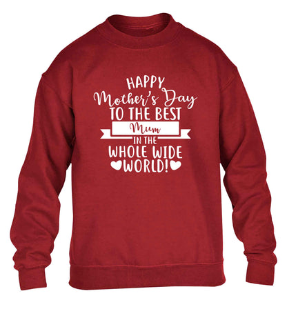 Happy mother's day to the best mum in the world children's grey sweater 12-13 Years