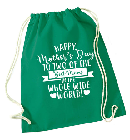 Happy mother's day to two of the best mums in the whole wide world green drawstring bag