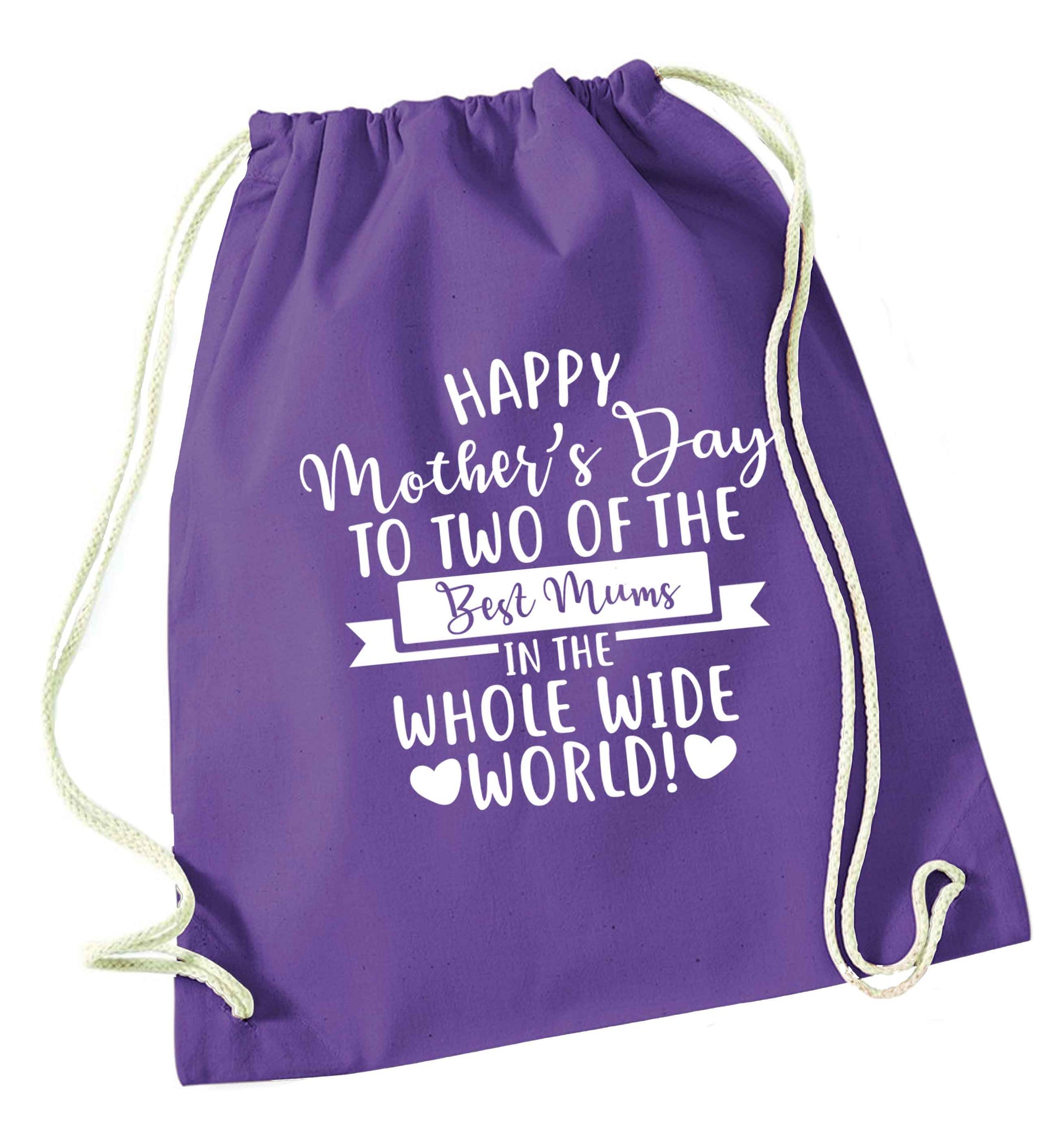 Happy mother's day to two of the best mums in the whole wide world purple drawstring bag