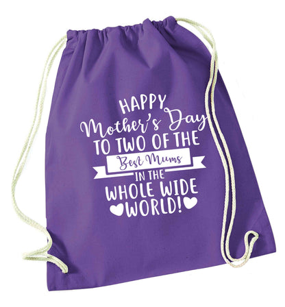 Happy mother's day to two of the best mums in the whole wide world purple drawstring bag