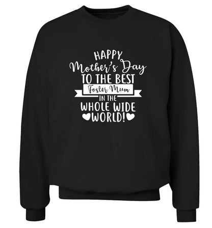 Happy mother's day to the best foster mum in the world adult's unisex black sweater 2XL