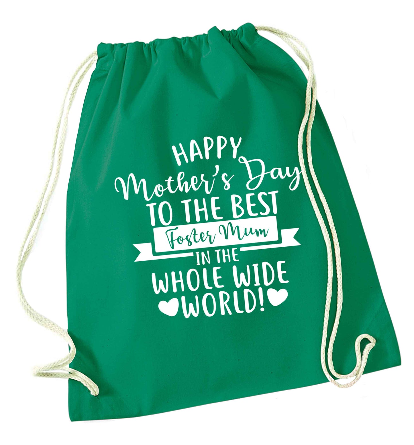 Happy mother's day to the best foster mum in the world green drawstring bag