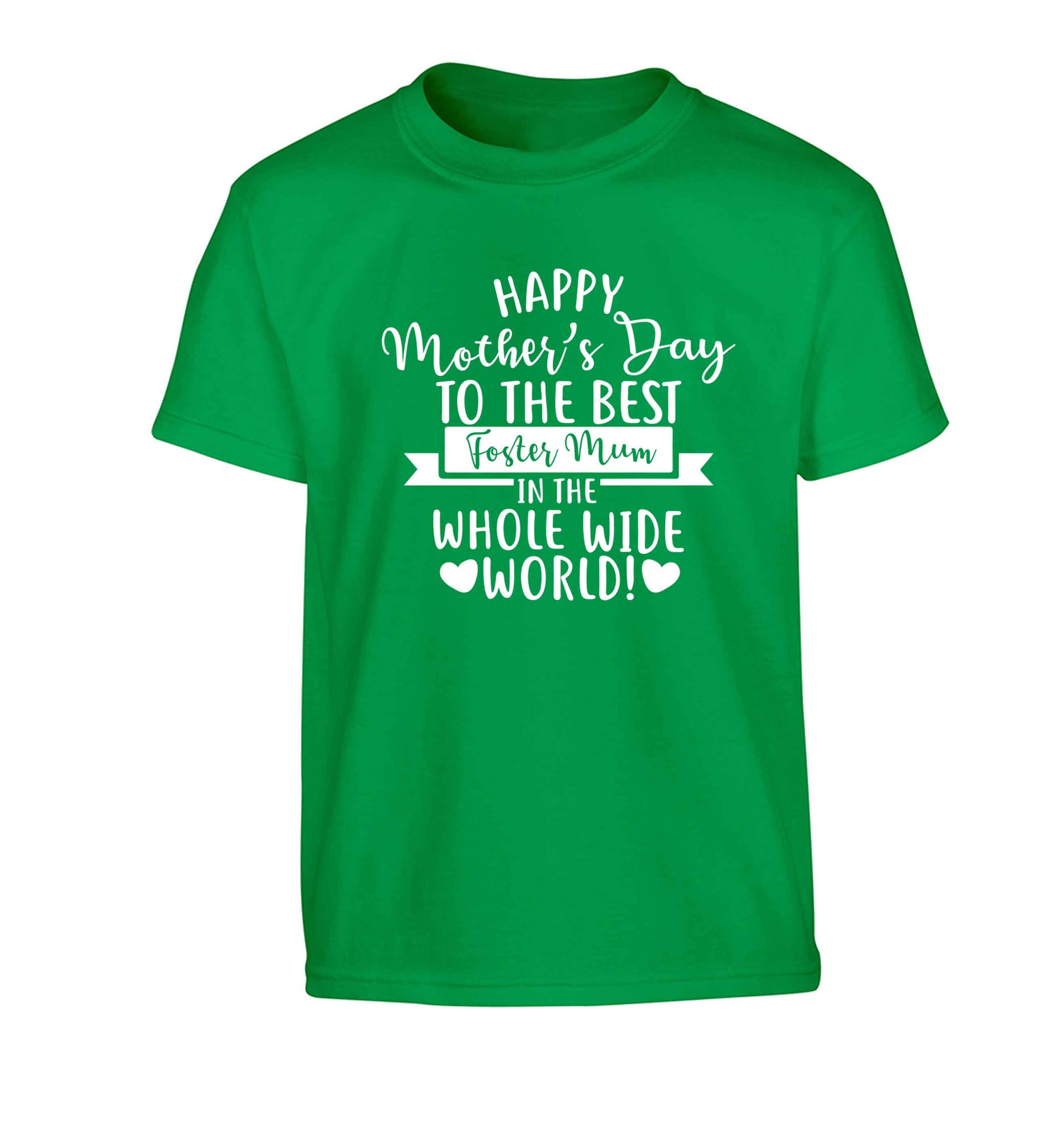 Happy mother's day to the best foster mum in the world Children's green Tshirt 12-13 Years