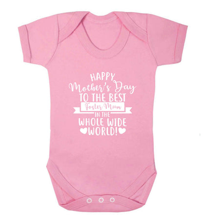 Happy mother's day to the best foster mum in the world baby vest pale pink 18-24 months