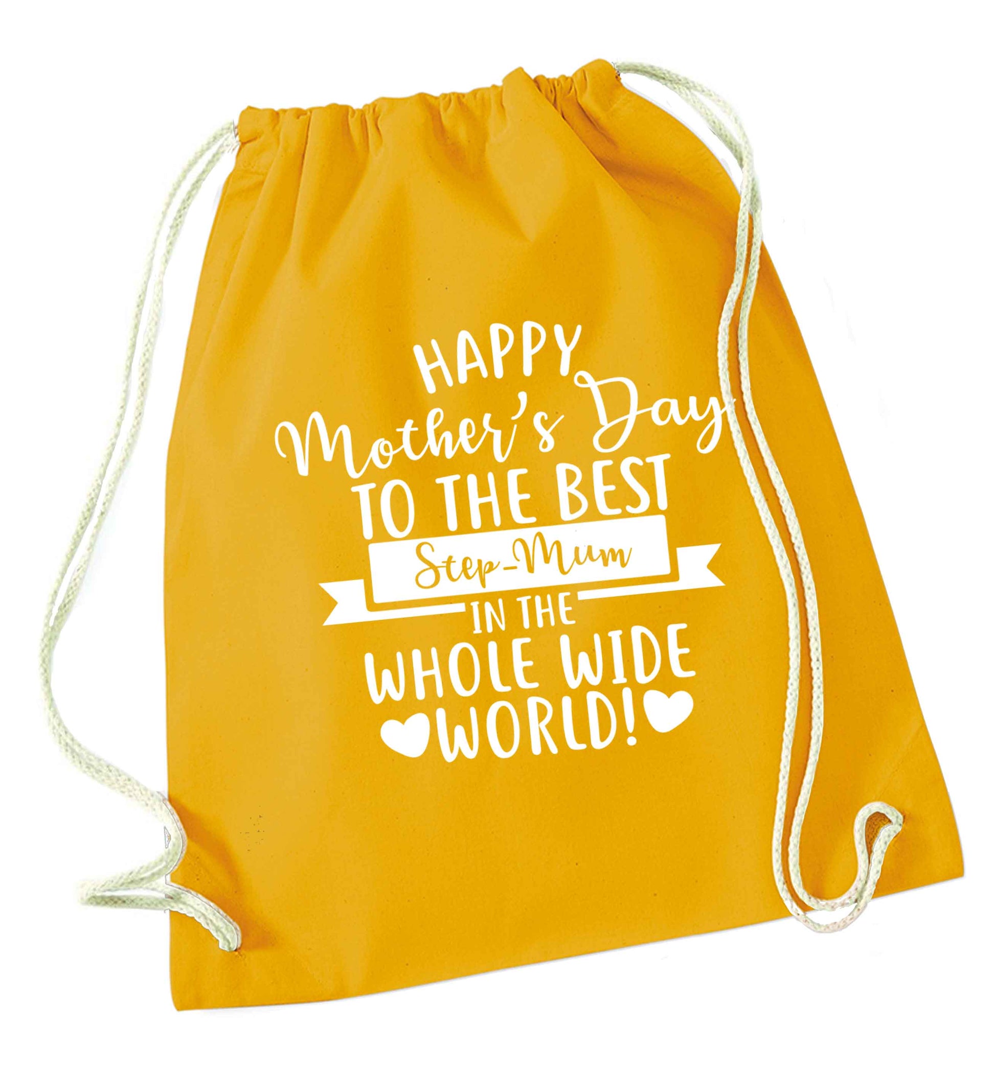 Happy mother's day to the best step-mum in the world mustard drawstring bag