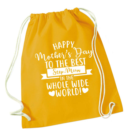 Happy mother's day to the best step-mum in the world mustard drawstring bag