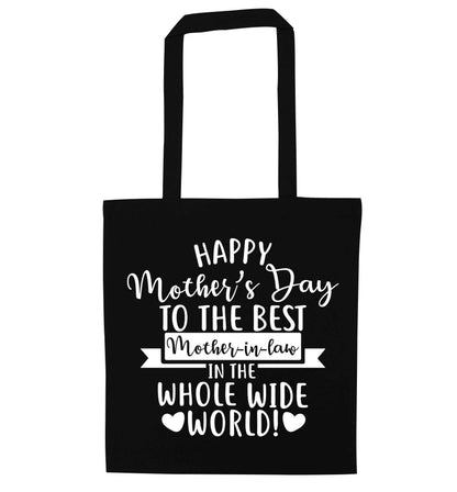 Happy mother's day to the best mother-in law in the world black tote bag
