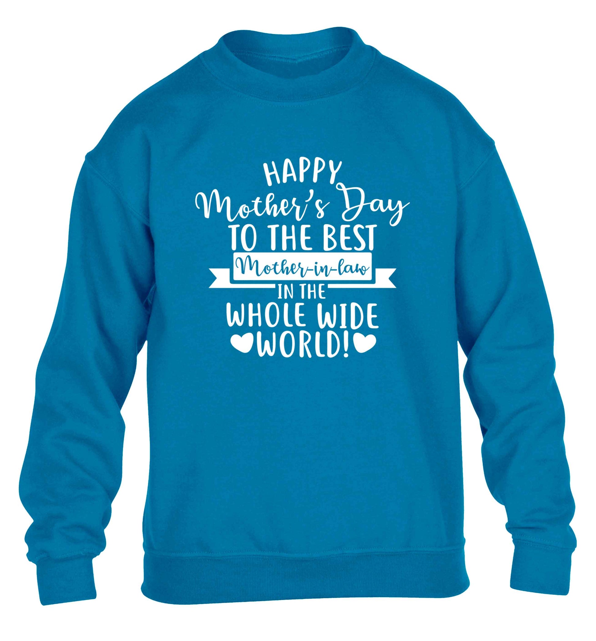 Happy mother's day to the best mother-in law in the world children's blue sweater 12-13 Years