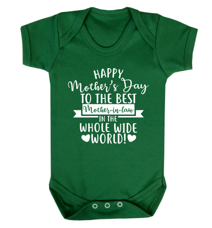 Happy mother's day to the best mother-in-law in the world Baby Vest green 18-24 months