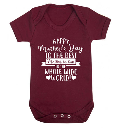 Happy mother's day to the best mother-in-law in the world Baby Vest maroon 18-24 months