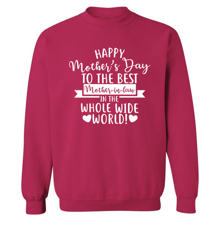 Happy mother's day to the best mother-in-law in the world Adult's unisex pink Sweater 2XL