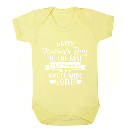 Happy mother's day to the best mother-in-law in the world Baby Vest pale yellow 18-24 months
