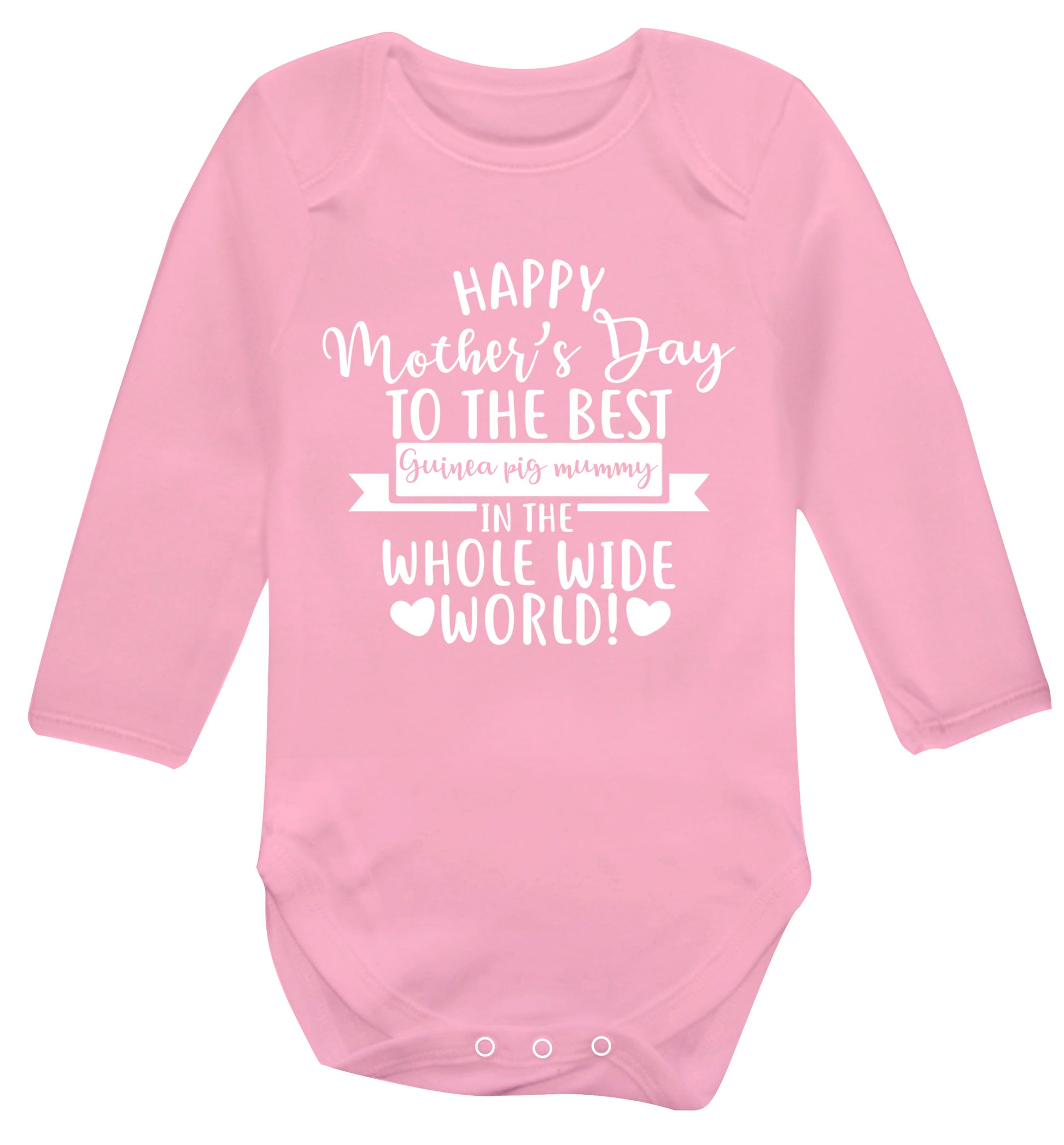 Happy mother's day to the best guinea pig mum Baby Vest long sleeved pale pink 6-12 months