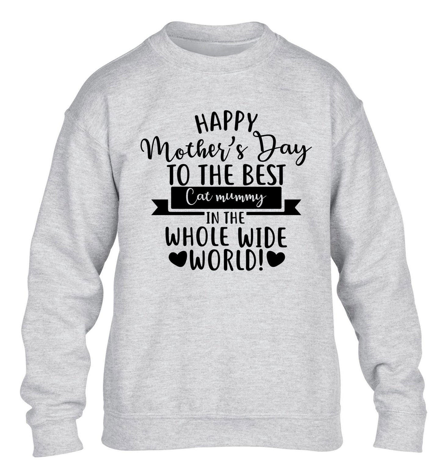 Happy mother's day to the best cat mummy in the world children's grey sweater 12-13 Years
