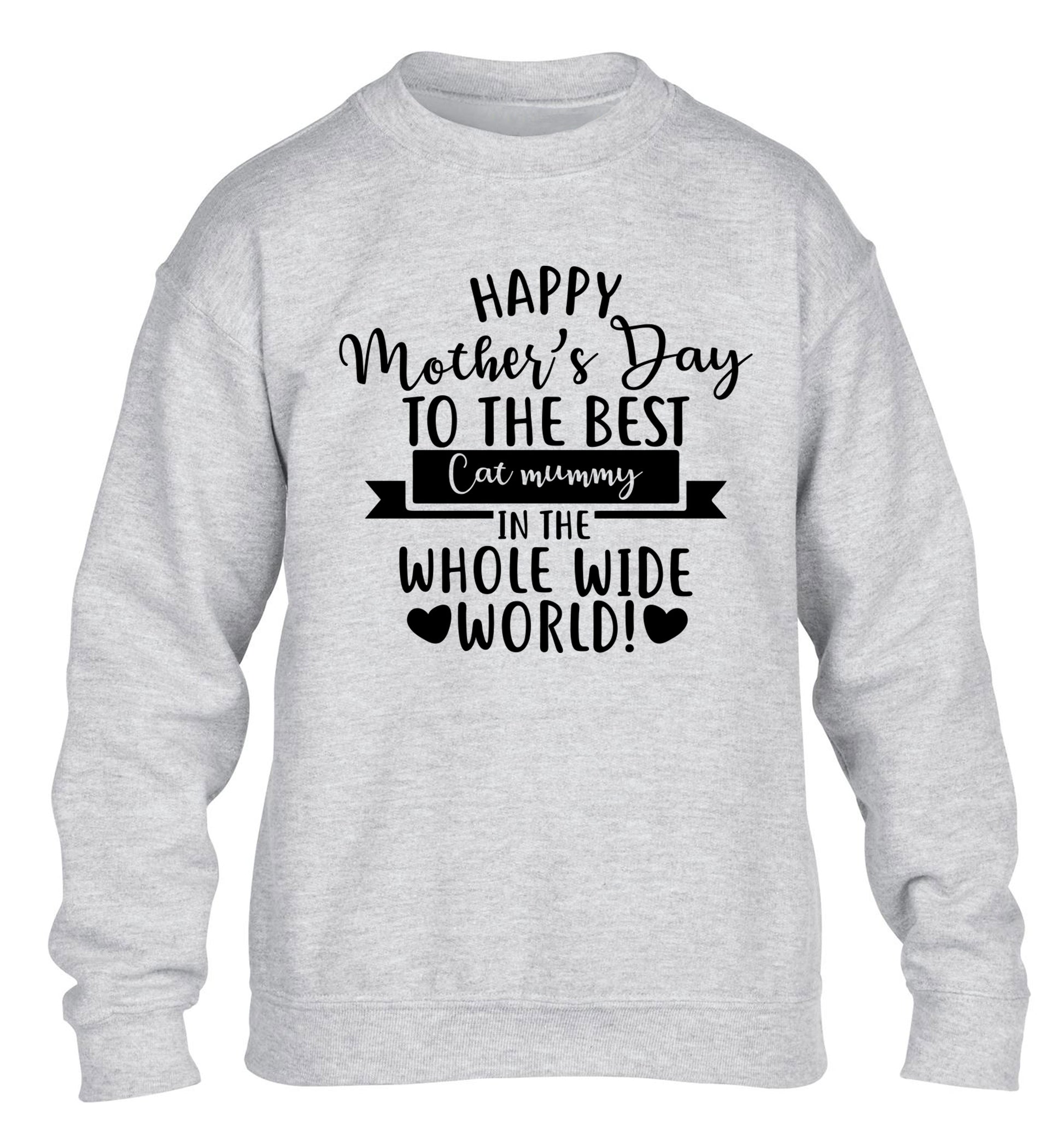 Happy mother's day to the best cat mummy in the world children's grey sweater 12-13 Years