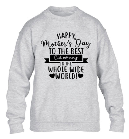 Happy mother's day to the best cat mummy in the world children's grey sweater 12-13 Years