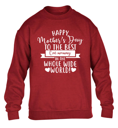 Happy mother's day to the best cat mummy in the world children's grey sweater 12-13 Years