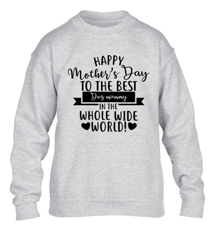 Happy mother's day to the best dog mummy in the world children's grey sweater 12-13 Years