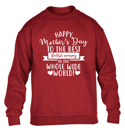 Happy mother's day to the best rabbit mummy in the world children's grey sweater 12-13 Years