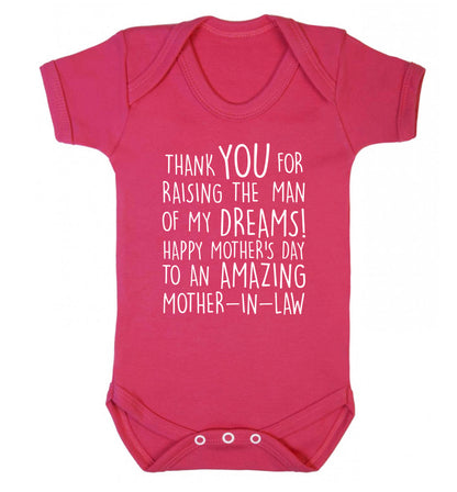 Thank you for raising the man of my dreams happy mother's day mother-in-law Baby Vest dark pink 18-24 months