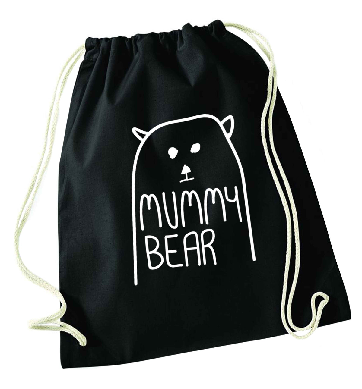 Mummy bear black drawstring bag