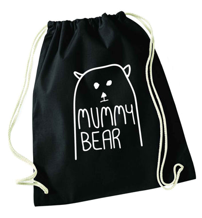 Mummy bear black drawstring bag