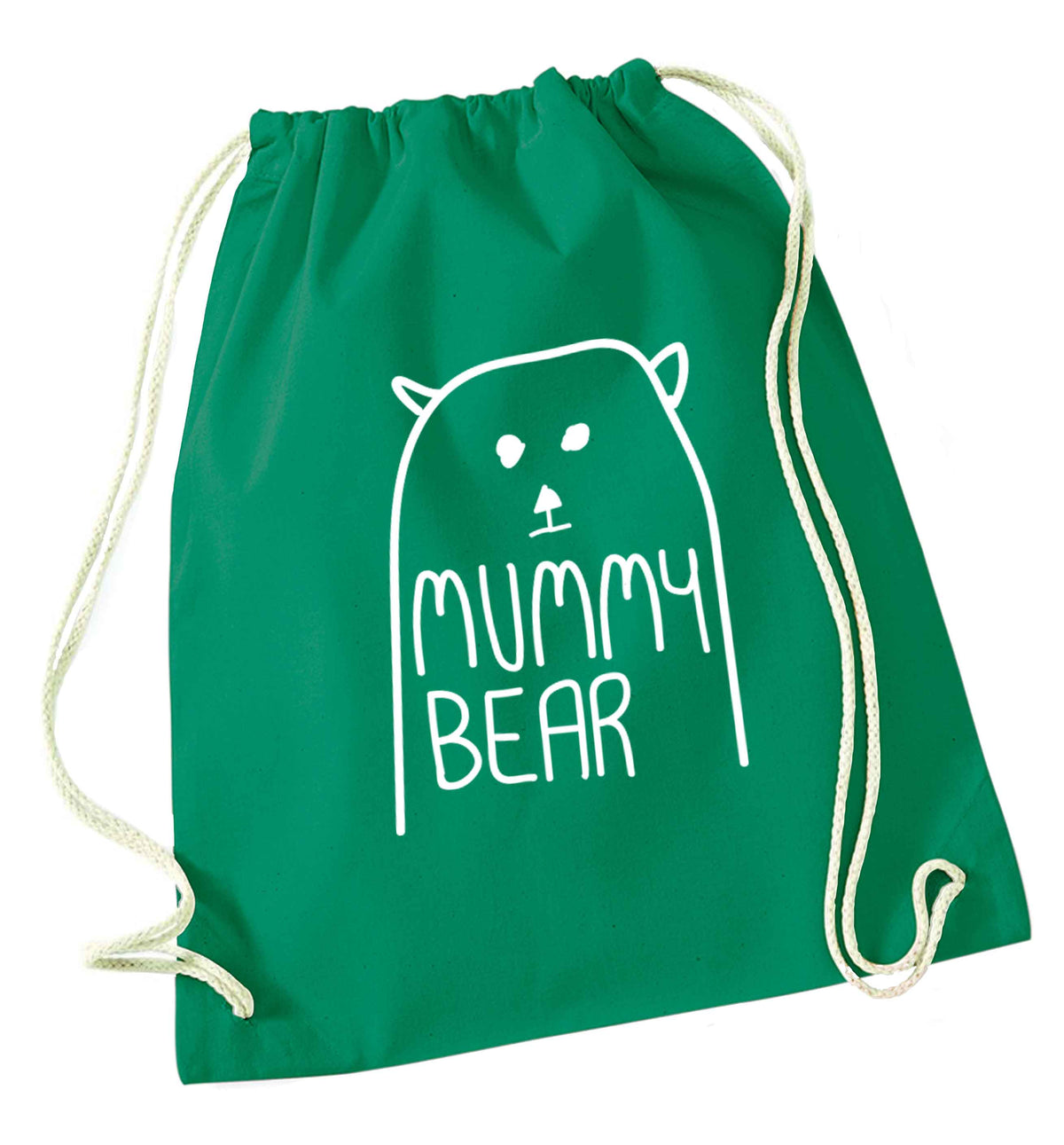 Mummy bear green drawstring bag