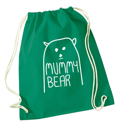 Mummy bear green drawstring bag