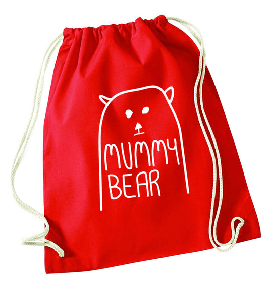 Mummy bear red drawstring bag 