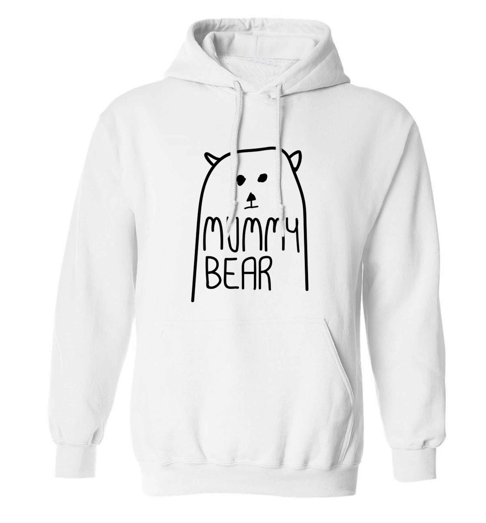 Mummy bear adults unisex white hoodie 2XL