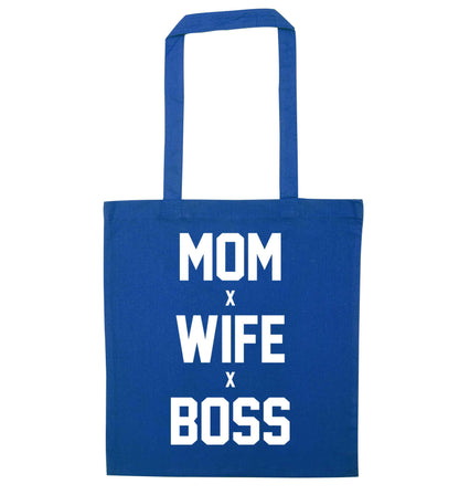 Mum wife boss blue tote bag
