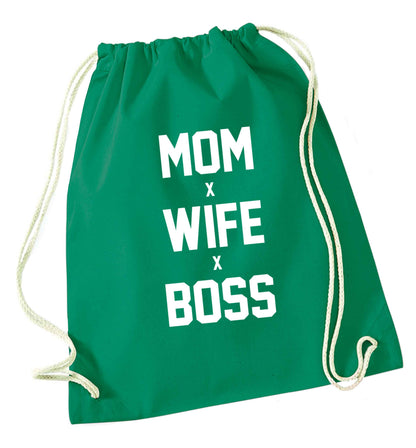 Mum wife boss green drawstring bag