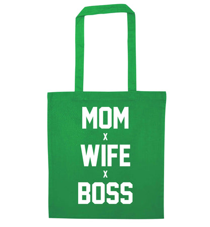 Mum wife boss green tote bag