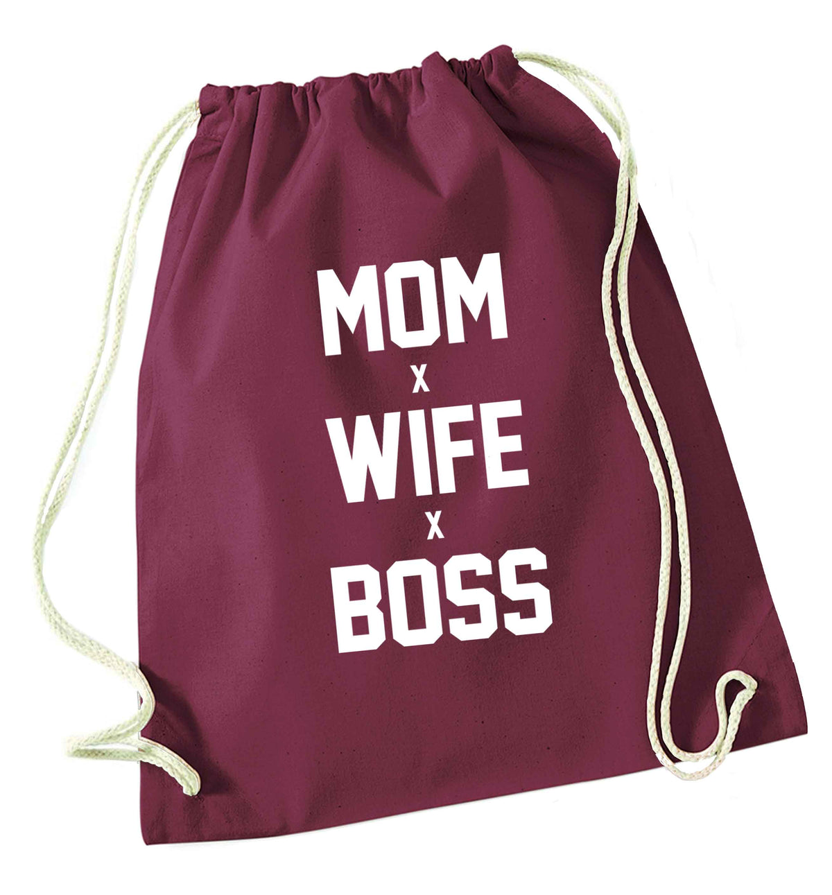 Mum wife boss maroon drawstring bag