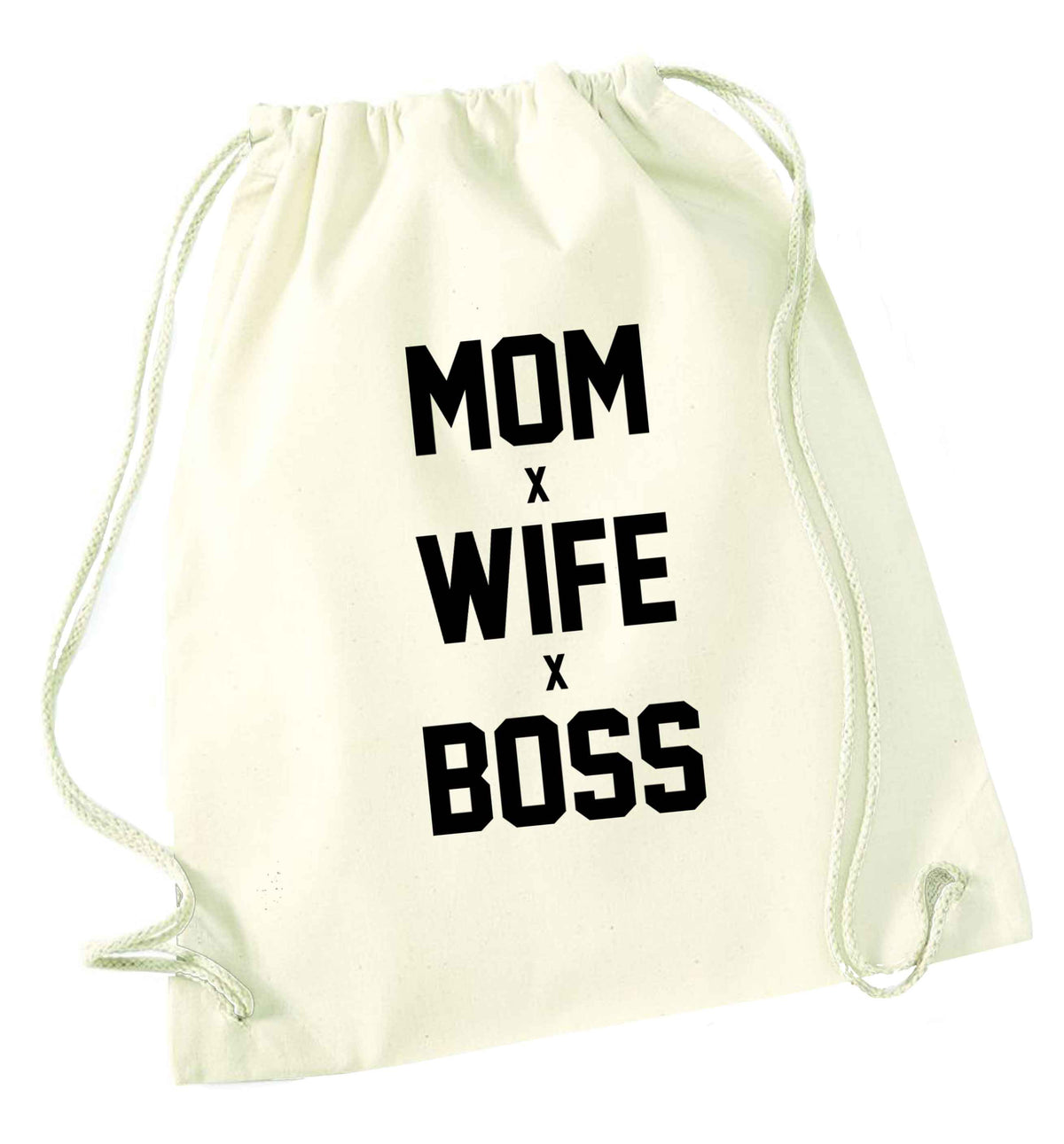 Mum wife boss natural drawstring bag