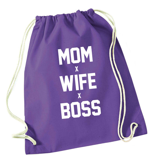 Mum wife boss purple drawstring bag